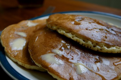 On top of the goodness, these are <i>chocolate-chip</i> pancakes